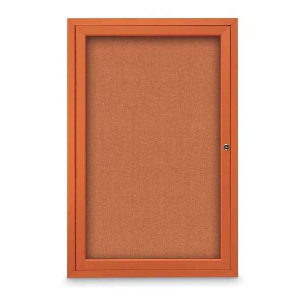 Slim Enclosed Corkboard, 18"x24", Bronze Alum Frame/Pearl